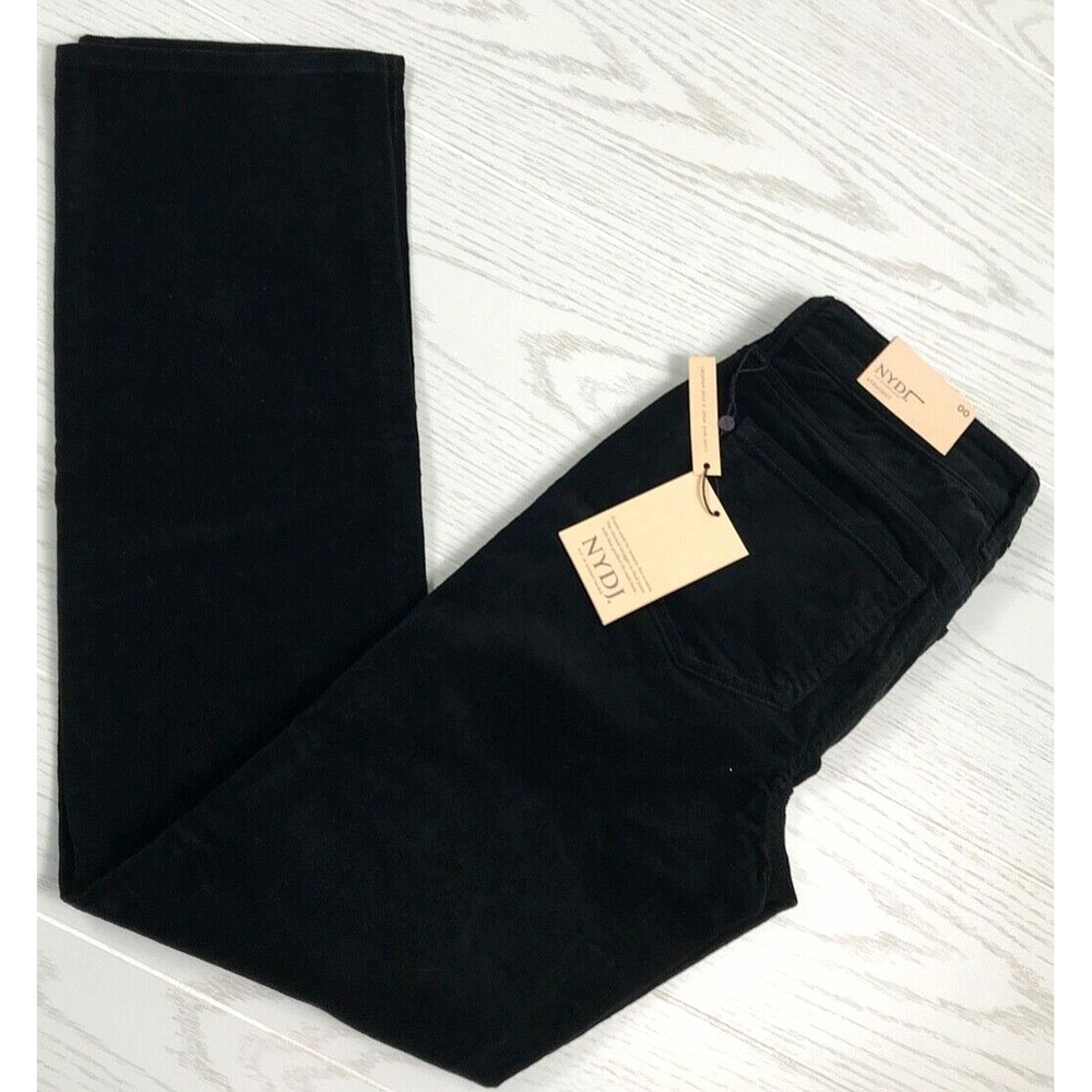 Kut From The Kloth Marilyn Straight Jeans Womens 00 Black Bootcut Corduroy New